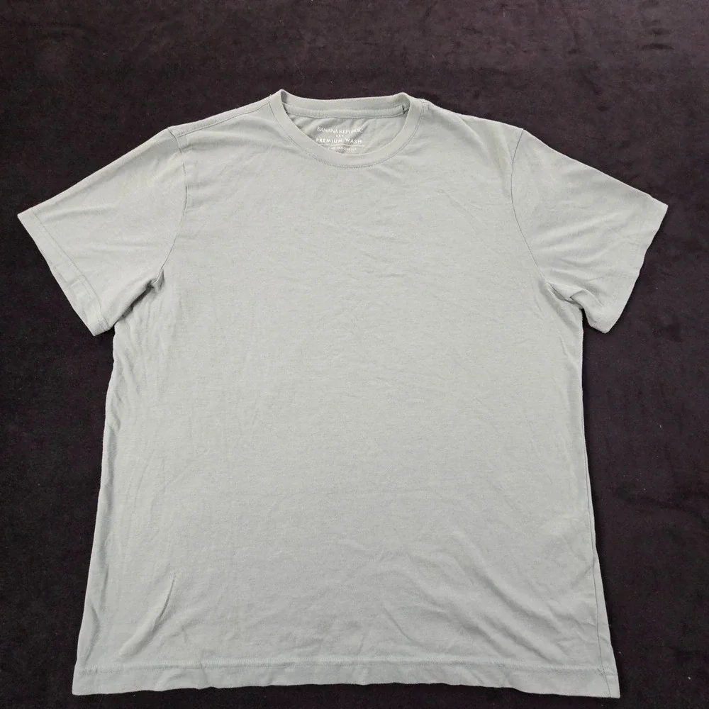 Banana Republic Premium Wash Green Short Sleeve Cotton Blend T-Shirt Men's L